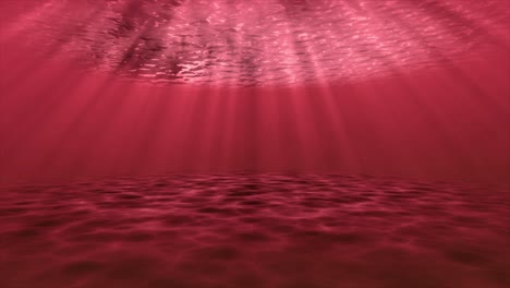 Underwater-ocean-sandy-seafloor-3D-animation-motion-graphics-reflection-sun-rays-on-sandbar-visual-effect-background-red