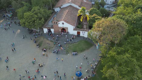 Aerial-Top-View-of-San-Antonio-Church-on-Crowded-Touristic-Day
