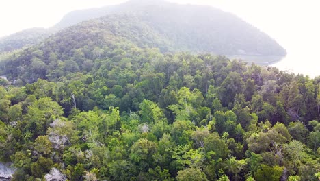 Vista-Panorámica-Del-Paisaje-Aéreo-De-La-Isla-Kri,-Popular-Destino-De-Buceo,-Con-Selva-Tropical-Y-Océano-En-Raja-Ampat,-Papua-Occidental,-Indonesia
