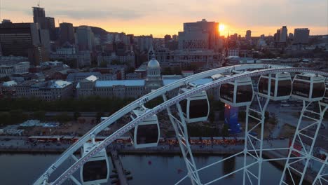 Large-white-wheel-in-Montreal,-Canada-is-tourist-attraction