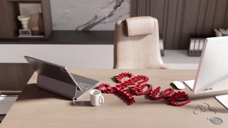 Love-written-on-empty-office-desktop-for-saint-valentine-anniversary-romantic-couple