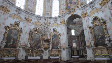 Interior-Of-Ettal-Abbey-Monastery-In-Bavaria,-Germany