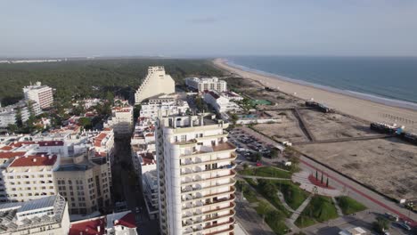 Montegordo-coastal-line,-high-rises,-Algarve,-Portugal