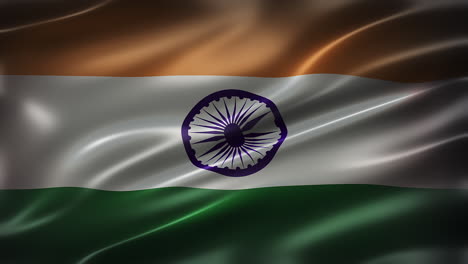 Die-Nationalflagge-Indiens,-Vorderansicht,-Im-Wind-Flatternd,-Vollformat-Mit-Filmischem-Erscheinungsbild-Und-Eleganter,-Seidiger-Textur