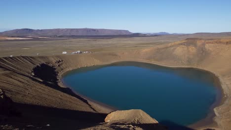 Blue-Geothermal-Crater-Lake-Of-Viti-In-Iceland---High-Angle-Shot