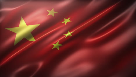 Bandera-Nacional-De-La-República-Popular-China,-Vista-En-ángulo,-Con-Una-Apariencia-Cinematográfica