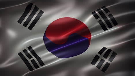 Bandera-De-Corea-Del-Sur,-Vista-Frontal,-Con-Apariencia-Cinematográfica.