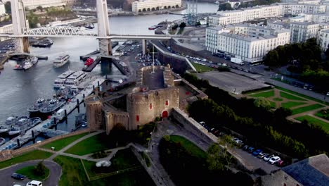 Bird's-eye-view-showing-Brest-castle-and-surrounding-at-dusk