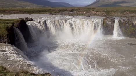 Rainbow-At-Godafoss-Waterfall-In-Northern-Iceland