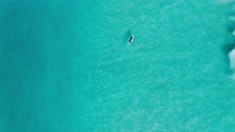 Luftdrohnenaufnahmen-Eines-Surfers-Im-Meer-An-Der-Küste-Der-Goldküste