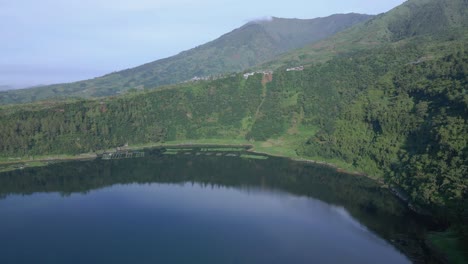 Beautiful-lake-landscape-in-aerial-drone-shot