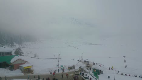 Starker-Schneefall,-Luftaufnahme-Des-Kaschmir-Tals-In-Der-Wintersaison