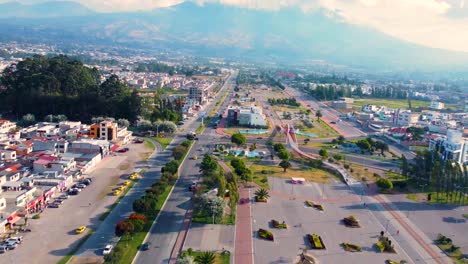 Drone-view-of-Ibarra-Linear-Park,-Ecuador
