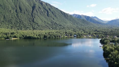 Drone-Shot-of-a-beautiful-lake-in-Alaska