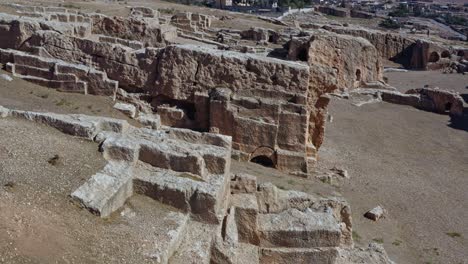Ruins-Of-Ancient-City-Of-Dara-In-Mardin,-Turkey---Aerial-Drone-Shot