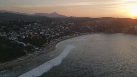 Sayulita-Mexico-riviera-Nayarit-pacific-costaline-aerial-drone-at-sunset
