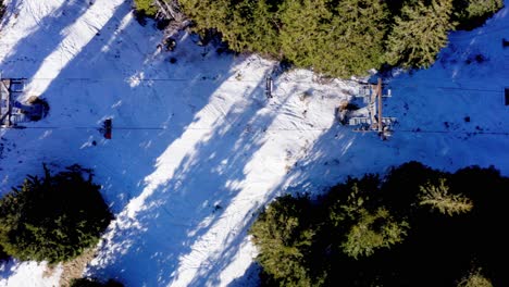 Aerial-view-of-a-ski-lift-in-a-Pamporovo-winter-resort-in-Bulgaia
