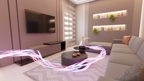 Energie-Fließt-In-Der-3D-Rendering-Animation-Einer-Modernen-Wohnzimmerwohnung