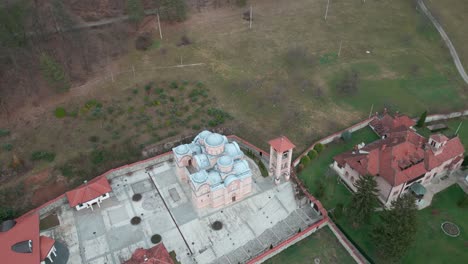Monastery-Celije,-day-drone-shot
