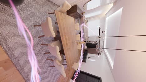 3D-Rendering-Animation-Eines-Wohnzimmerhauses,-Einer-Komfortablen-Wohnung-Mit-Energiefluss