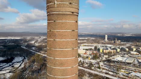 Big-Chimneys,-Thermal-Power-Plant-Szombierki,-Industrial,-Winter-Landscape-Of-Bytom,-Poland