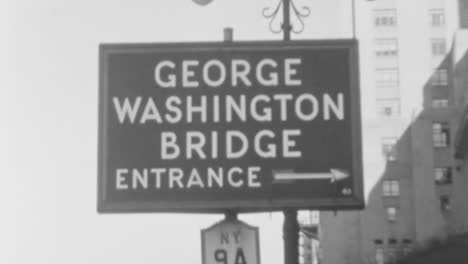 Sign-Indicates-the-Entrance-to-the-Washington-Bridge-in-New-York-in-1930s