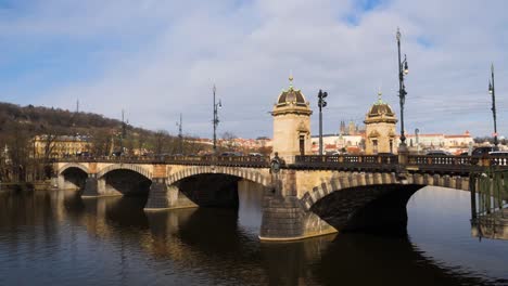 Traffic-over-the-Legion-Bridge-Prague,-Czech-Republic