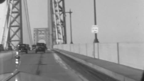 Verkehr-über-Die-George-Bridge-Im-Sommer-In-New-York-City-Der-1930er-Jahre