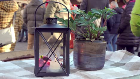 Lantern-and-a-pot-with-flowers-as-a-Christmas-decoration-at-the-Christmas-market-in-Klausen---Chiusa,-South-Tyrol,-Italy