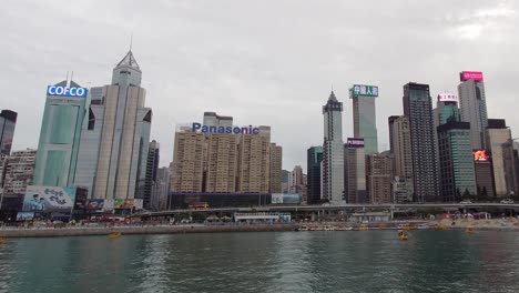 Wan-Chai-Skyline-Viewed-From-Across-Victoria-Harbour-On-Overcast-Day