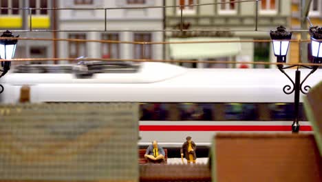 Close-up-of-part-of-the-model-train-layout-at-the-25th-exhibition-of-model-trains-in-motion-in-Kaltern,-South-Tyrol,-Italy