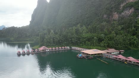 Stunning-aerial-drone-footage-of-floating-villas-in-Khao-Sok-National-Park-Thailand