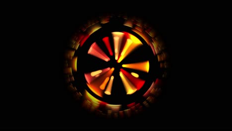 Animation-Rotierender-Goldorangefarbener-Lichtstrahlen-In-Einem-Kreis