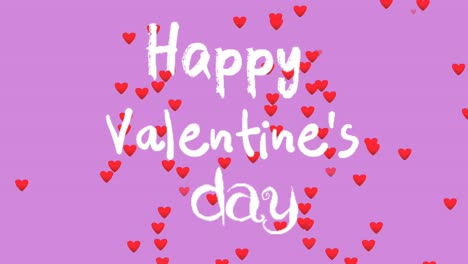 Fröhlicher-Valentinstag-Text,-Liebesherzen,-Symbole,-Animationskarikatur-Auf-Magentarosa-Hintergrund
