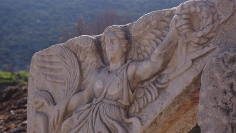 Medium-shot-of-a-statue-of-the-Goddess-Nike-in-Ephesus