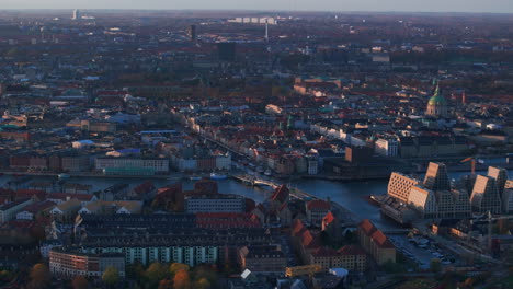 Tight-aerial-shot-towards-Gammelholm-and-Nyhavn-Copenhagen