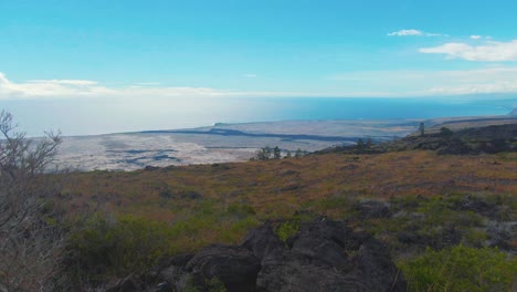 Establish-shot-national-park-nature-and-fresh-volcanic-island-of-Hawaii,-Kealakomo,-Big-island-USA