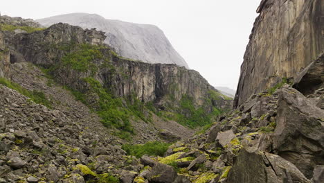 Steep-Rock-Cliffs-Of-Hellmojuvet-Canyon-In-Nordland,-Northern-Norway