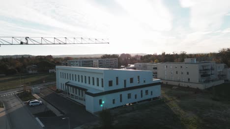 Aerial-orbiting-shot-of-the-Claranor-sterilisation-plant-headquarters-in-Avignon