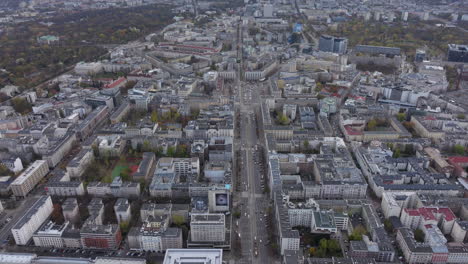 Aerial-shot-towards-Plac-Konstytucji-Warsaw-Poland