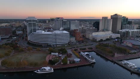 Downtown-Norfolk-and-Elizabeth-River-waterfront-during-sunrise