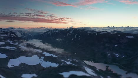 Vast-mountainous-Strynefjellet-plateau-under-beautiful-sunset-skies