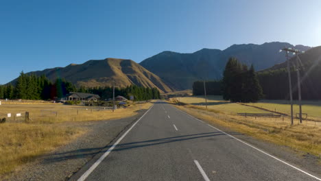 Scenic-Route-With-Mountain-Scenery-In-Twizel,-Otago,-New-Zealand