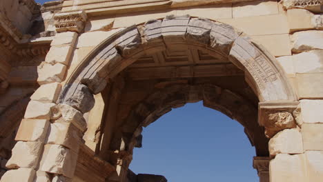 Looking-up-at-stone-archway-in-Ephesus
