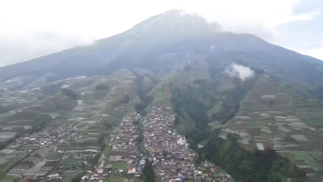 Aerial-view,-Nepal-van-java-which-is-a-tourist-village-on-the-slopes-of-Mount-Sumbing,-Magelang,-Central-Java