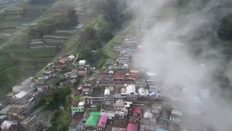 Aerial-view,-Nepal-van-java-which-is-a-tourist-village-on-the-slopes-of-Mount-Sumbing,-Magelang,-Central-Java