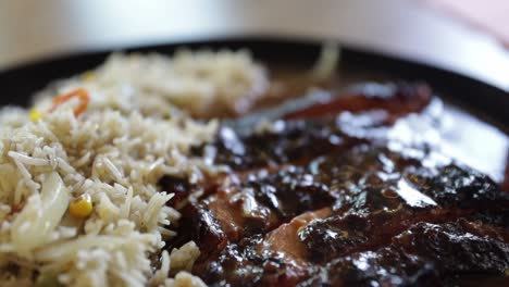 Plate-full-of-rice-and-slow-cooked-beef-ribs