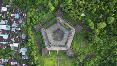 Depending-drone-view-of-Banda-Island-Historic-fort