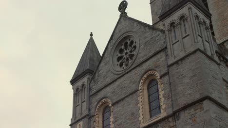 Closeup-shot-of-architecture-of-Christ-church-during-evening-in-Dublin,-Ireland