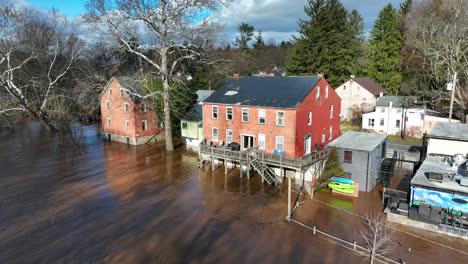 Aerial-establishing-shot-of-flooded-homes